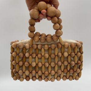 Cult Gaia Wooden Beaded Clutch